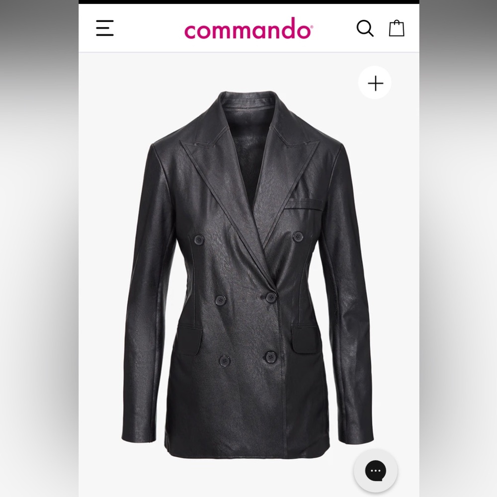 Faux Leather Double-Breasted Blazer